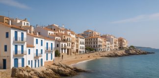 Архитектура Ла-Эскалы старые дома, бухты и белые фасады