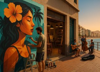 Современная культура Лас-Пальмас-де-Гран-Канария художники, ремесленники и уличная сцена