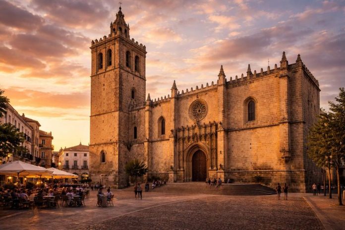 Кафедральный собор Сан-Хуан-Баутиста символ веры и истории Кафедральный собор Сан-Хуан-Баутиста (Catedral de San Juan Bautista) — главный религиозный храм Бадахоса и один из ключевых архитектурных ориентиров исторического центра. Его строгий, почти крепостной облик сразу напоминает о приграничном характере города, который веками находился на линии военных и политических конфликтов между Кастилией и Португалией. Строительство собора началось в XIII веке после христианского завоевания города и продолжалось в течение нескольких столетий. Именно поэтому в его архитектуре сочетаются элементы готики, ренессанса и более поздних стилей. Массивные стены, минималистичный фасад и высокая квадратная башня придают зданию суровую монументальность. Это не декоративный храм южной Испании, а сооружение, в котором чувствуется оборонительная логика эпохи. Главный портал украшен готическими элементами и резьбой по камню, а над входом располагается розеточное окно. Внутри пространство более утончённое: своды, капеллы и алтарные композиции отражают развитие испанского религиозного искусства от позднего Средневековья до барокко. Особое внимание привлекает главный алтарь и орган, подчеркивающие значение собора как духовного центра региона. Собор расположен на площади Испании (Plaza de España), которая исторически служила местом общественной жизни. Здесь проходили религиозные процессии, городские собрания и праздники. Сегодня площадь остаётся живым пространством — с кафе, прогулками и вечерним освещением, которое подчёркивает тёплый цвет камня. Сан-Хуан-Баутиста — это не только религиозный памятник, но и отражение истории Бадахоса: города-крепости, города-границы и города, сумевшего сохранить свою идентичность.