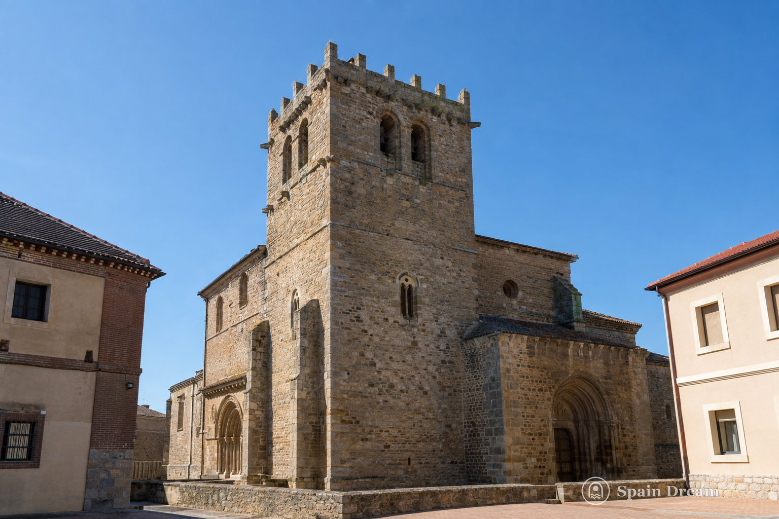 Каменная церковь Santa María без утраченного шпиля