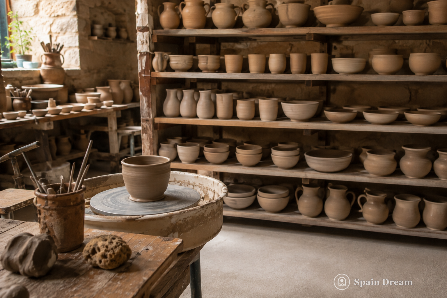 Terracotta Museu в бывшей керамической фабрике Ла-Бисбаль-д'Эмпорда с историческими печами, кирпичными стенами и керамическими изделиями