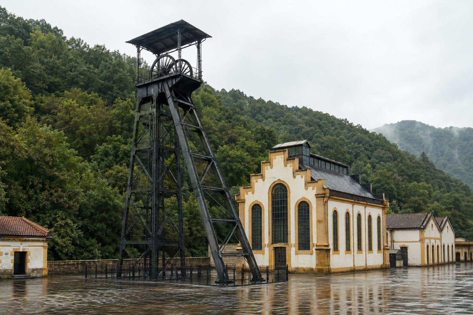 Копёр и машинный зал шахты Pozo San Luis в Лангрео