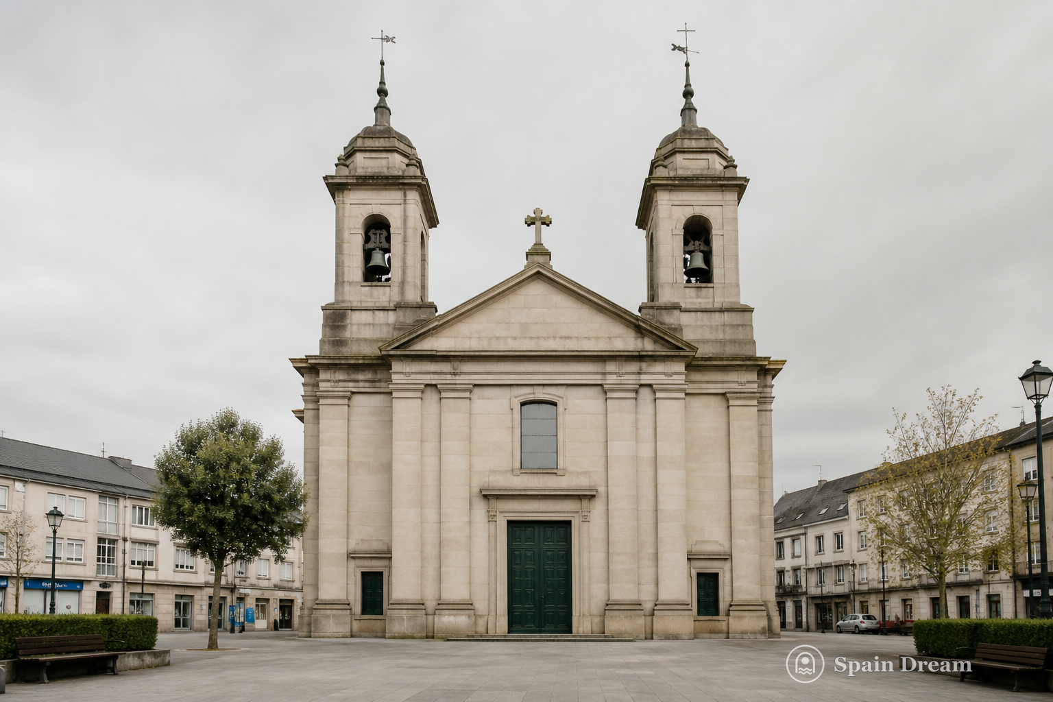 Церковь Santa María de Ordes с двумя колокольнями