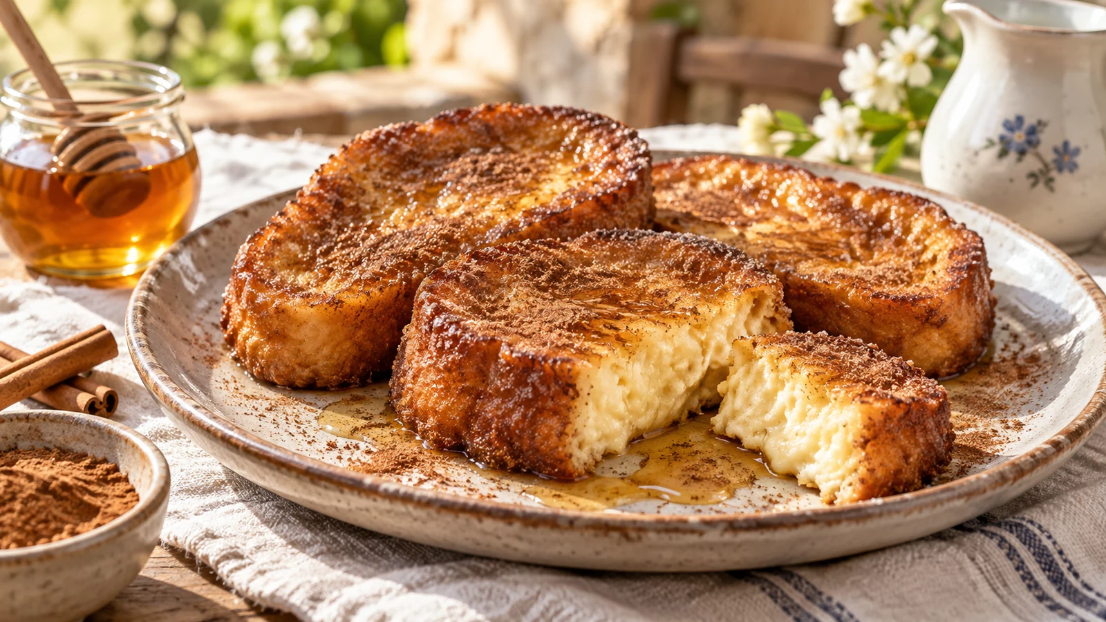 Золотистые испанские торрихас с мягкой молочной серединой и корицей