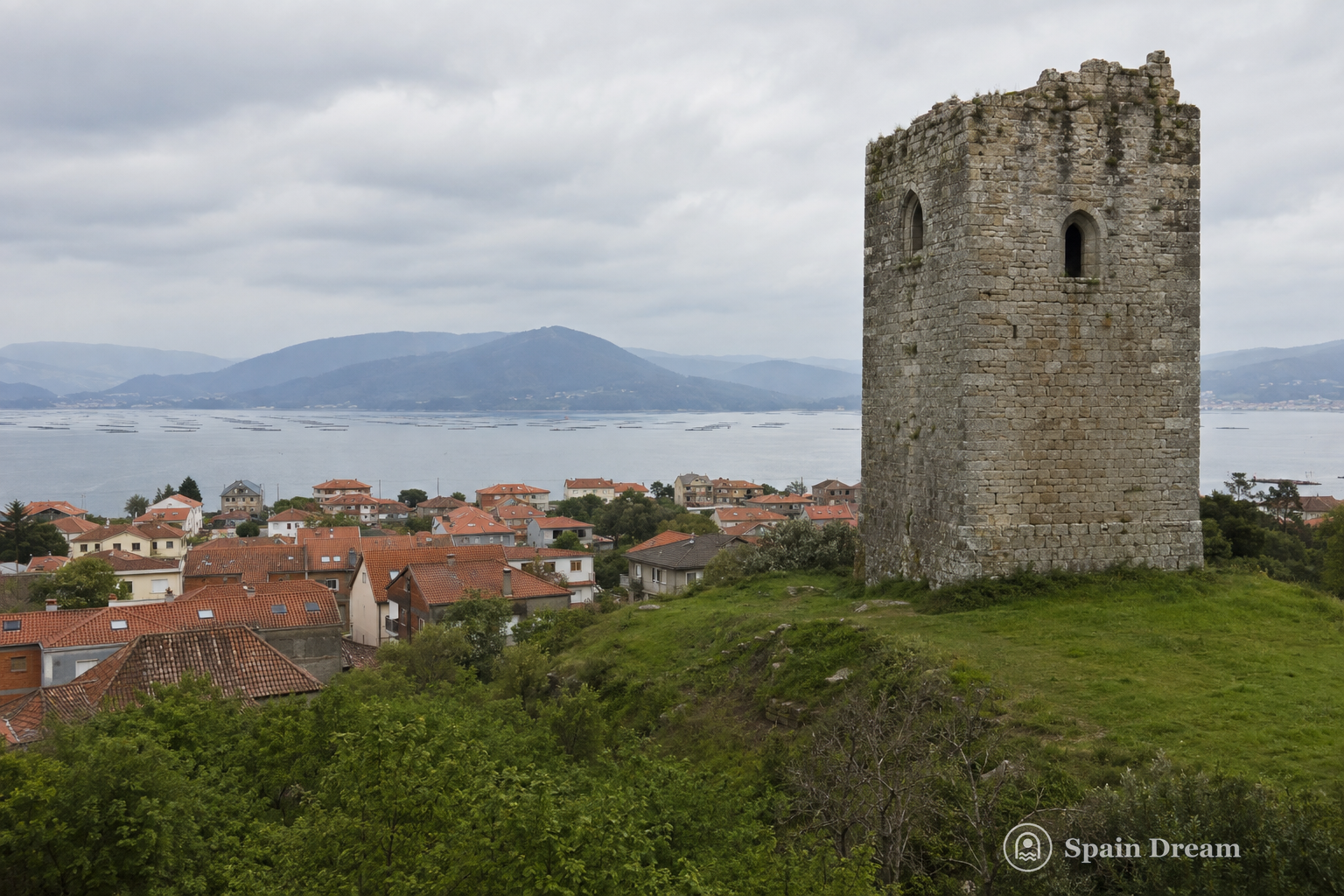 Torre de Cálago над крышами Вильянуэва-де-Ароса